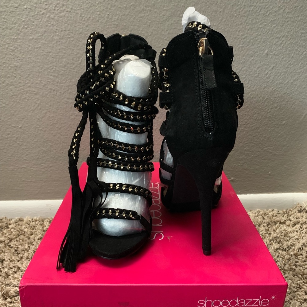 Black lace up heels
